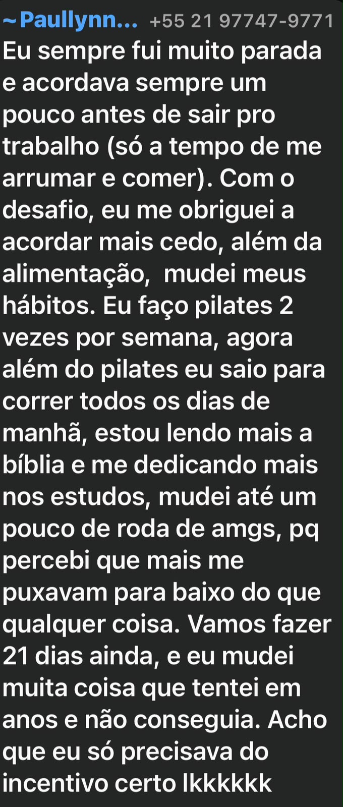 Depoimento real de participante do Desafio ELITE21 5